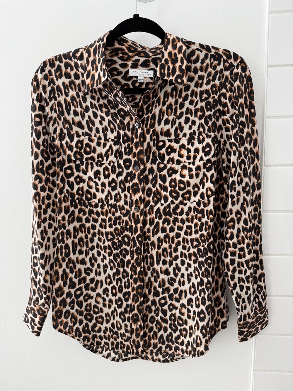 Equipment Silk Leopard-Print Blouse
